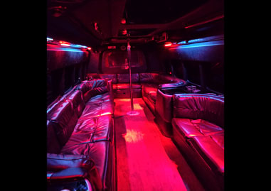 limo bus interior at night